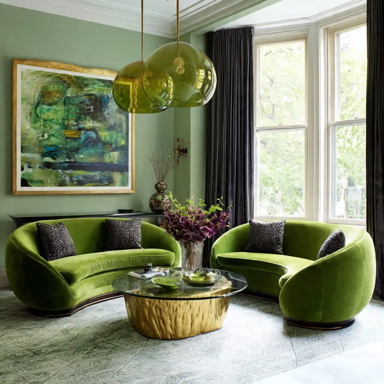 Green Sofa Living Room Design Ideas
