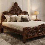 teak wood bed design modern